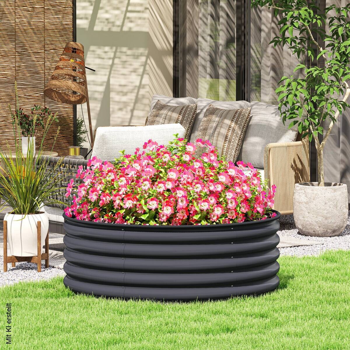 Outsunny Hochbeet dunkelgrau Stahl B/H/L: ca. 120x43x120 cm