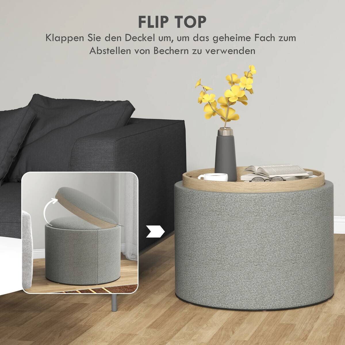 HOMCOM Hocker grau B/H/L: ca. 56x56x42 cm