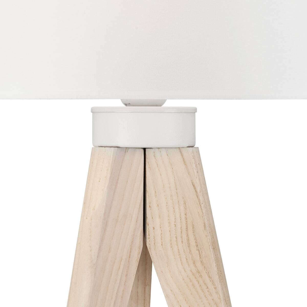 Lamkur Tischlampe weiß Holz Stahl B/H/L: ca. 34x38x38 cm E27 1 Brennstellen