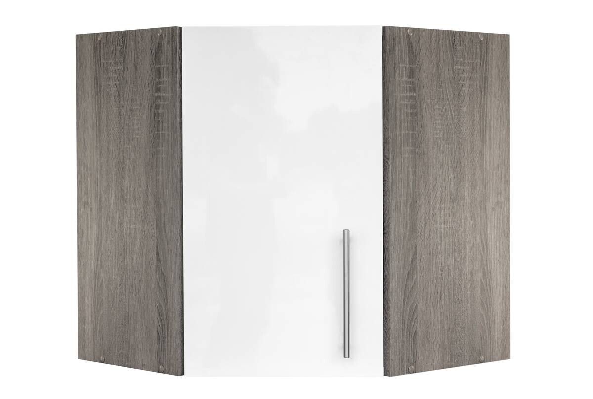 Eckhängeschrank weiß Hochglanz B/H/T/L: ca. 60x64x35x60 cm