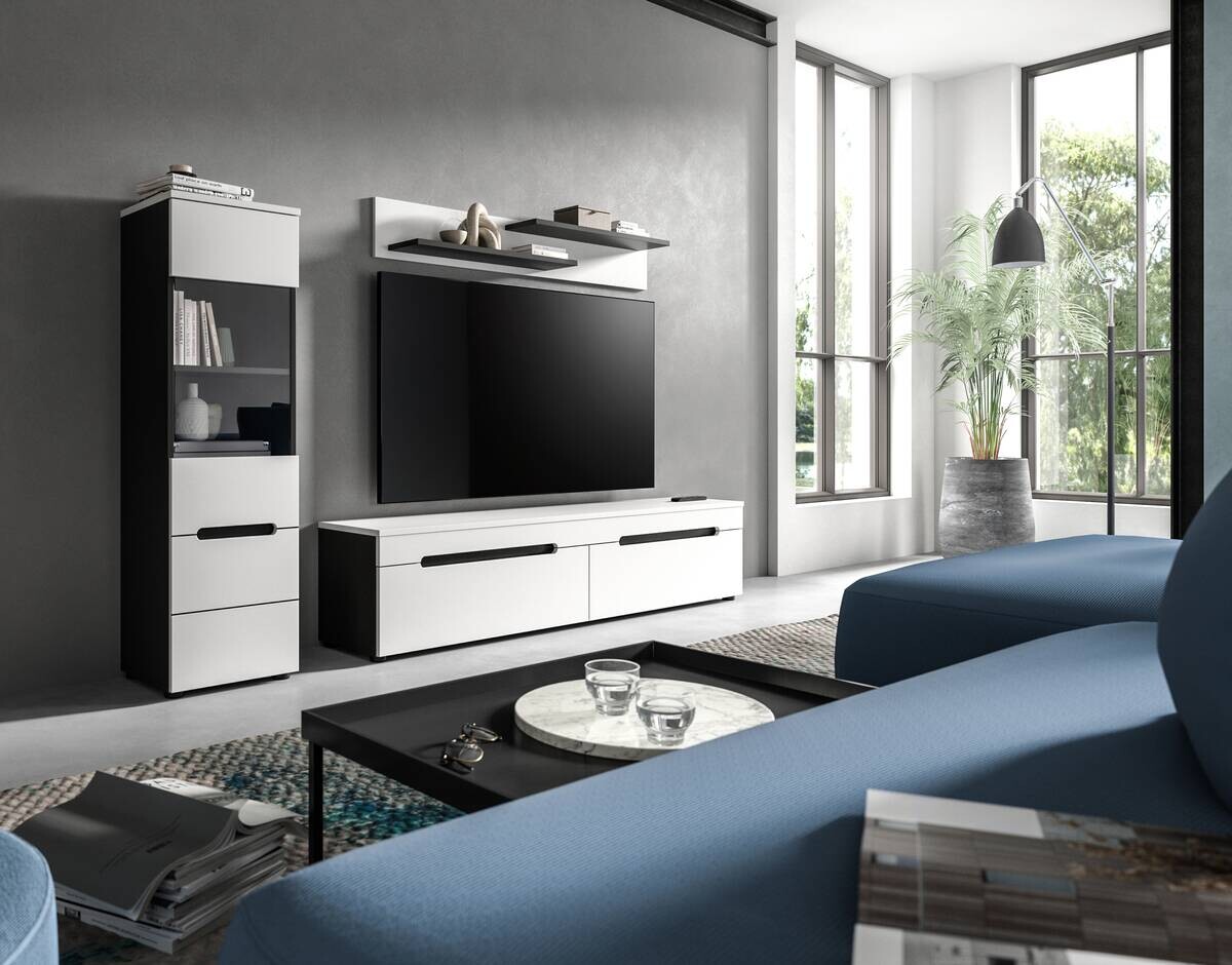 Vitrine Canu basaltgrau weiß B/H/T: ca. 36x125x33 cm