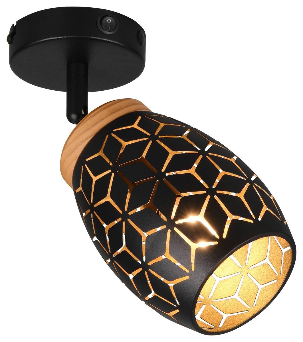 Reality Spots Bidar schwarz gold Metall B/H: ca. 12x27 cm E14 1 Brennstellen