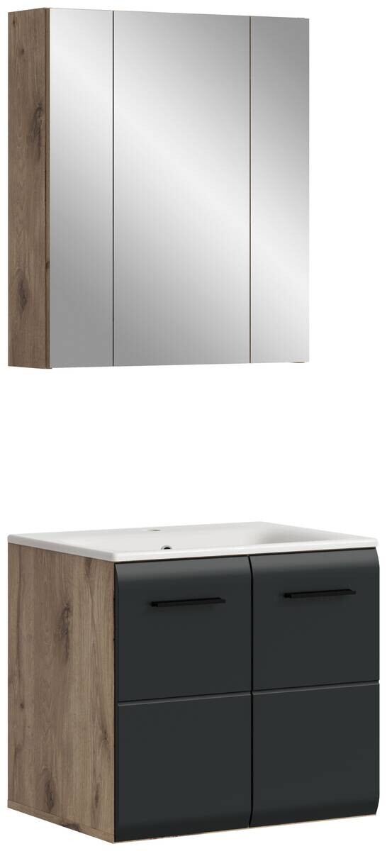 Badezimmer-Set Ice Nox Oak Nachbildung schwarz matt B/H/T: ca. 60x185x46 cm