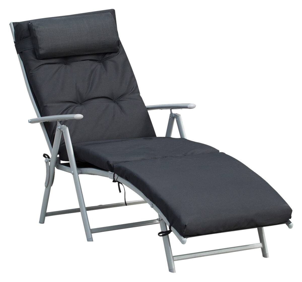 Outsunny Sonnenliege schwarz Metall B/H/L: ca. 64x101x180 cm