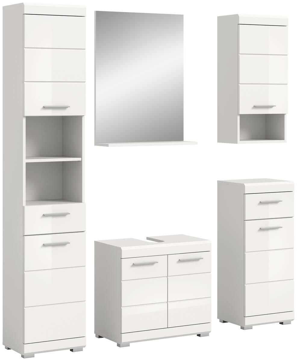 Badezimmer-Set Scout weiß weiß Hochglanz B/H/T: ca. 164x191x34 cm