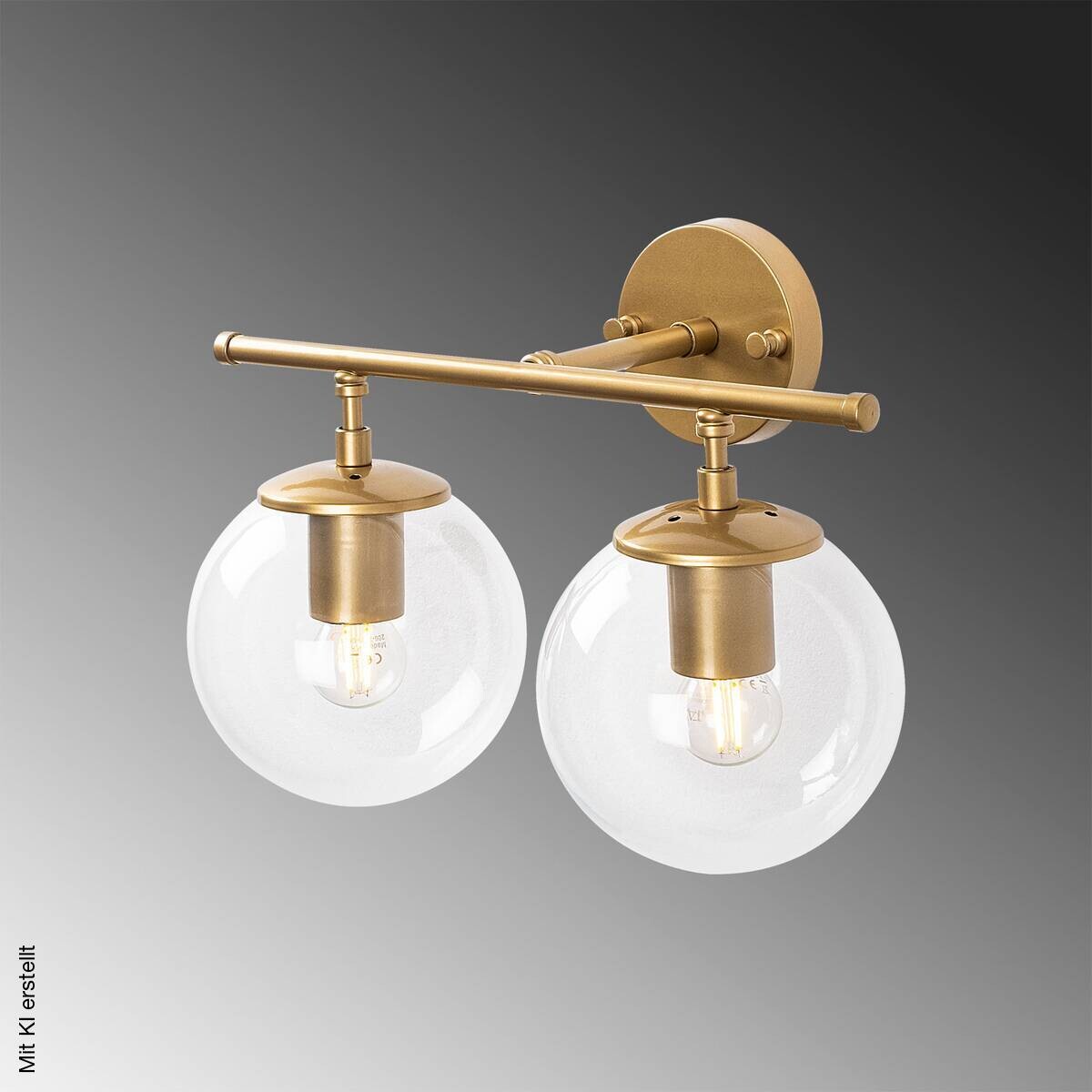 Opviq Wandleuchte gold Metall Glas B/H/L: ca. 24x16x36 cm E14 2 Brennstellen