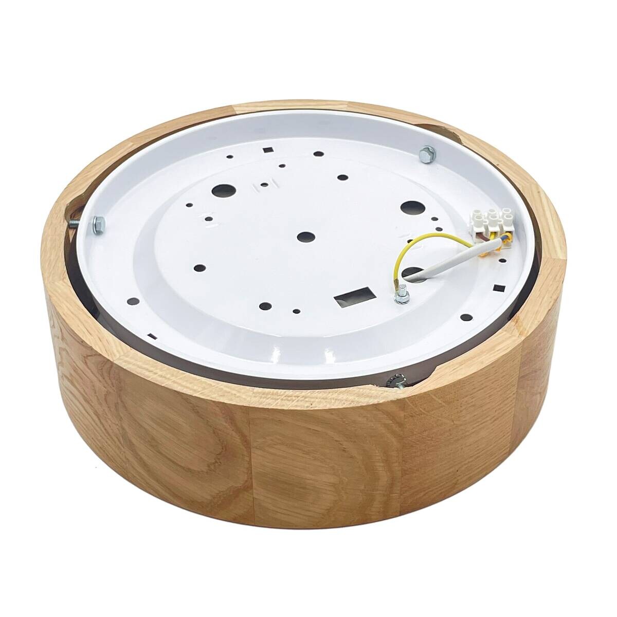 Lamkur Deckenleuchte Eiche Glas Holz B/H/L: ca. 28x28x10 cm