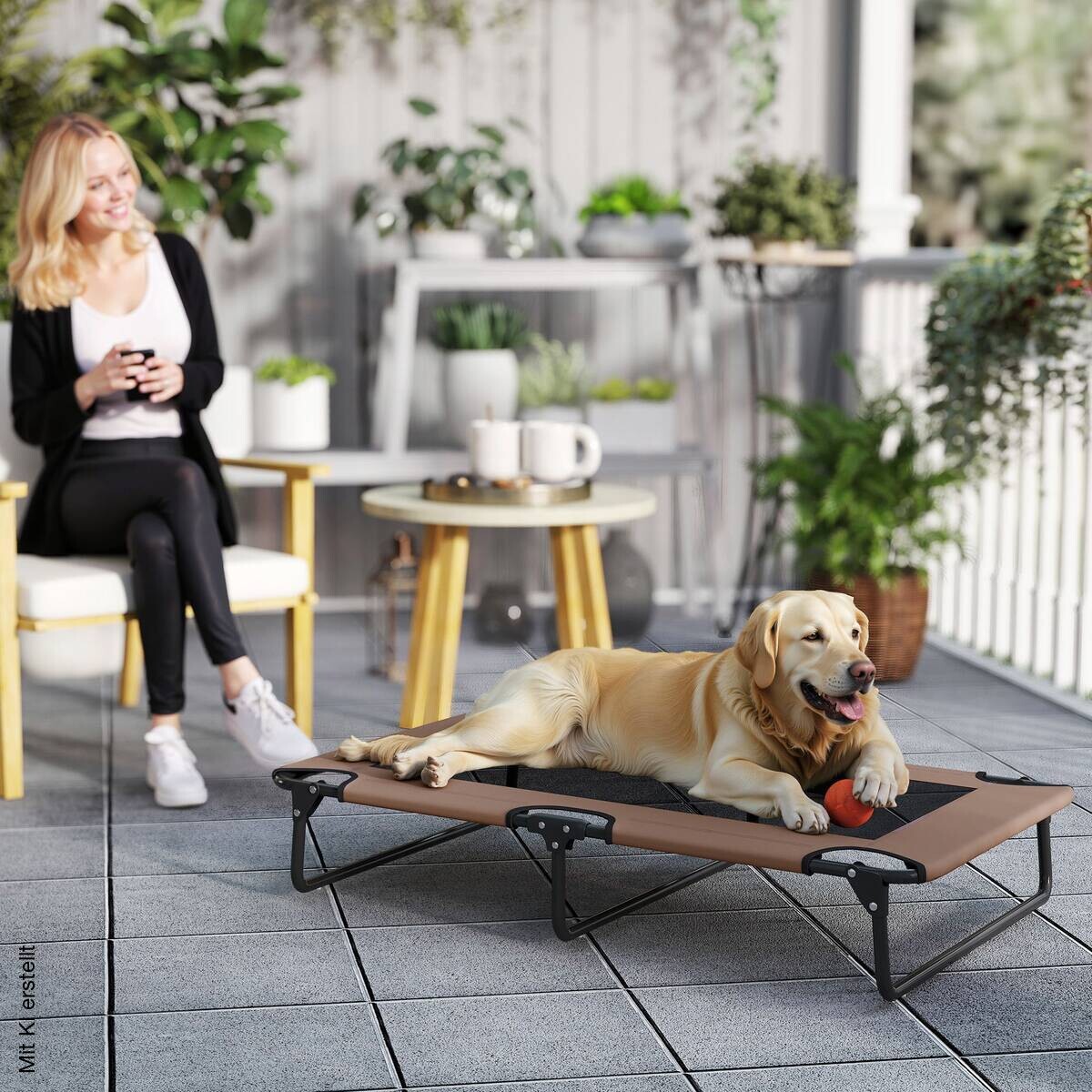 PawHut Erhöhtes Hundebett kaffee Stahl B/H/L: ca. 61x20x107 cm