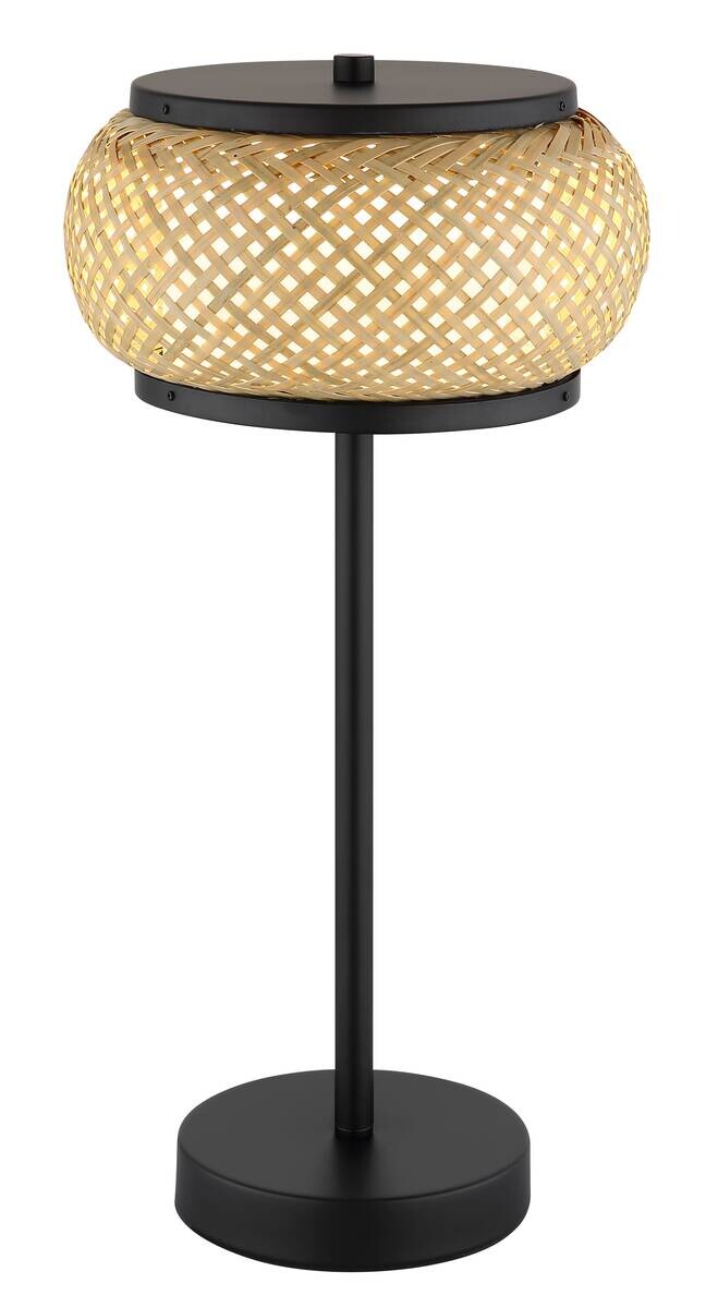 GLOBO Tischleuchte mattschwarz natur Metall Bambus H/D: ca. 46,1x22 cm 1 Brennstellen