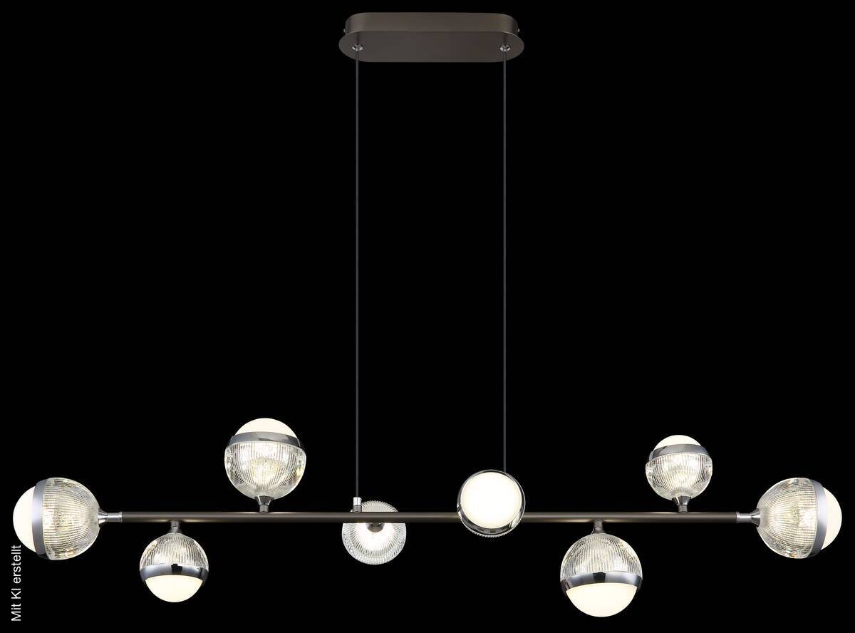 GLOBO LED-Pendelleuchte transparent Chrom titanfarbig Acryl Aluminium Metall B/H/T: ca. 24x120x109 cm