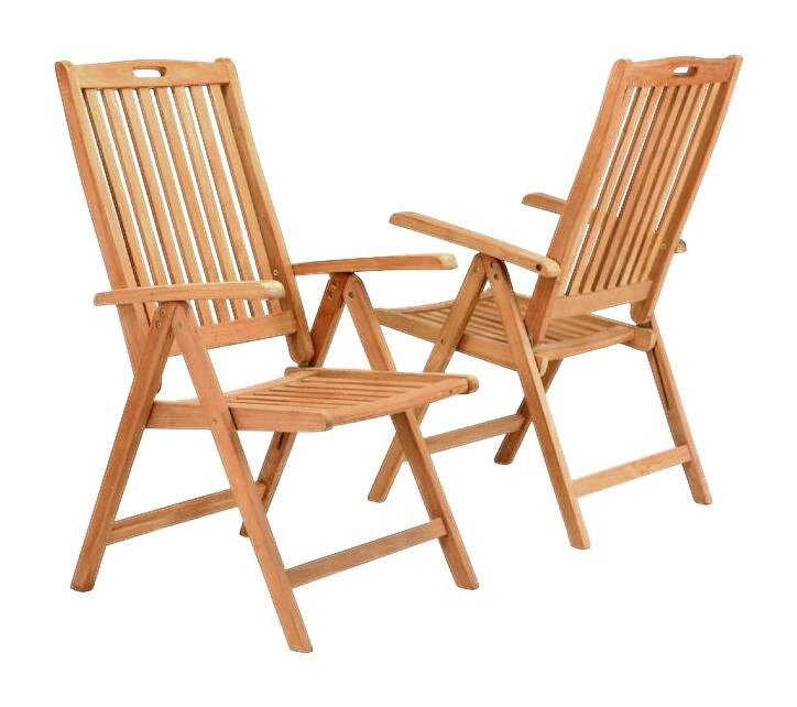 VCM Gartenstuhl 2er Set braun Teakholz B/H/T: ca. 56x110x75 cm