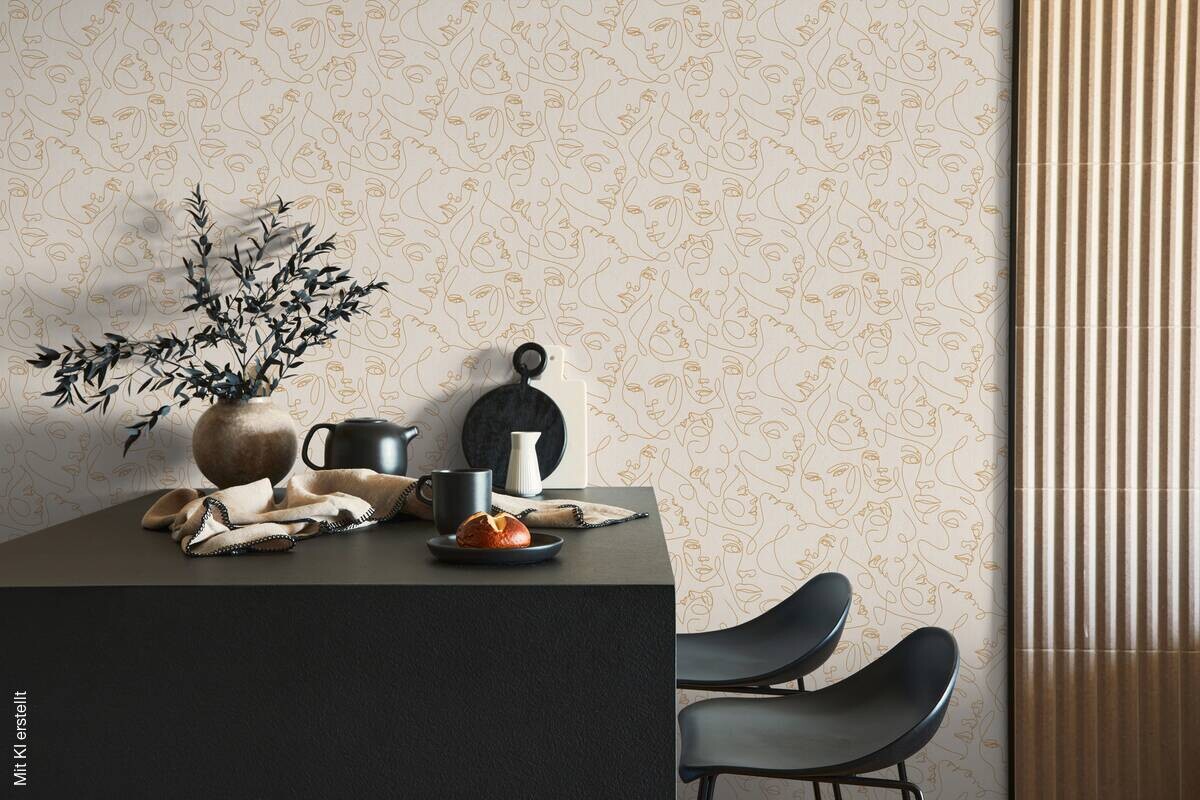 Vliestapete Abstrakt gold weiß B/L: ca. 53x1005 cm