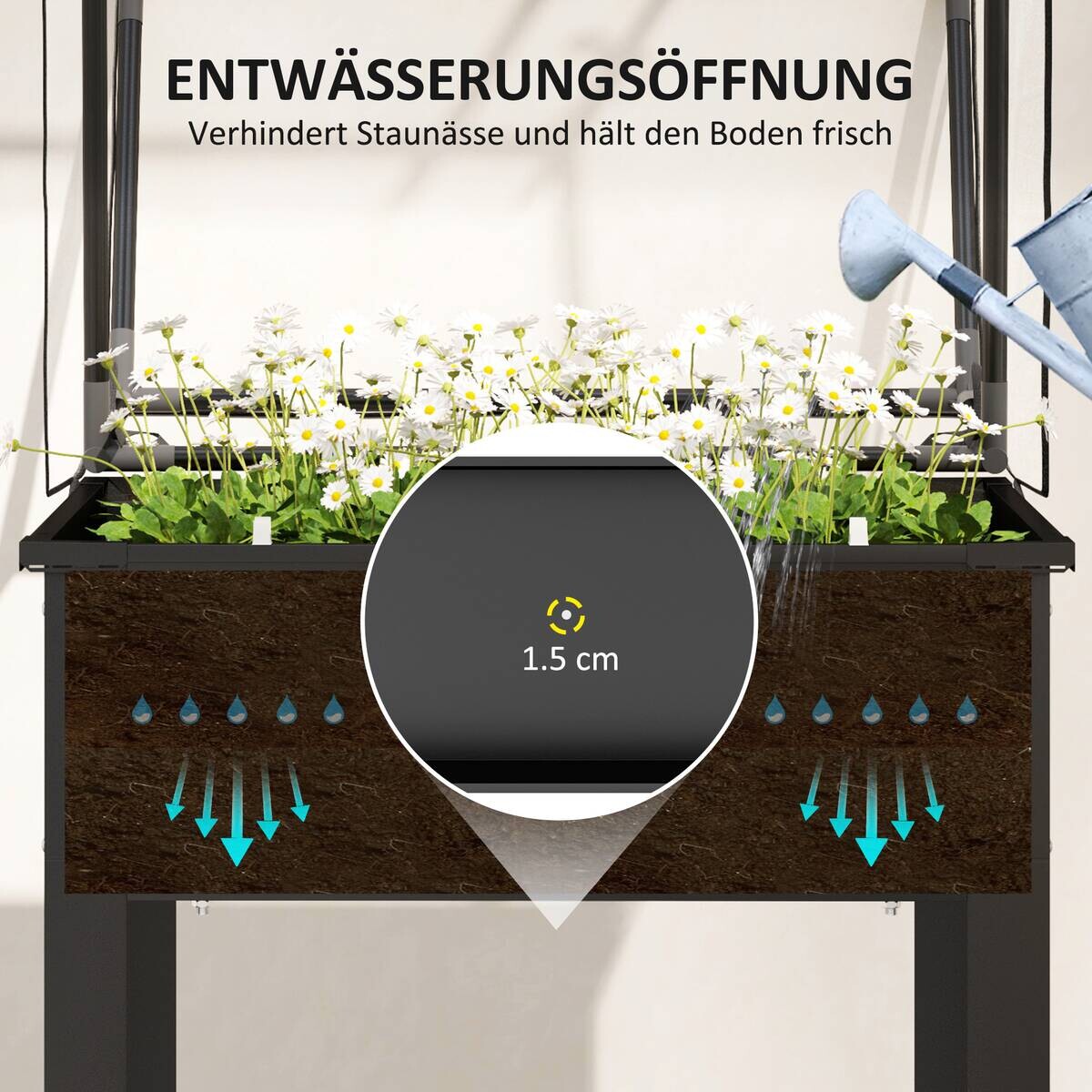 Outsunny Hochbeet schwarz Stahl B/H/L: ca. 60x120x60 cm