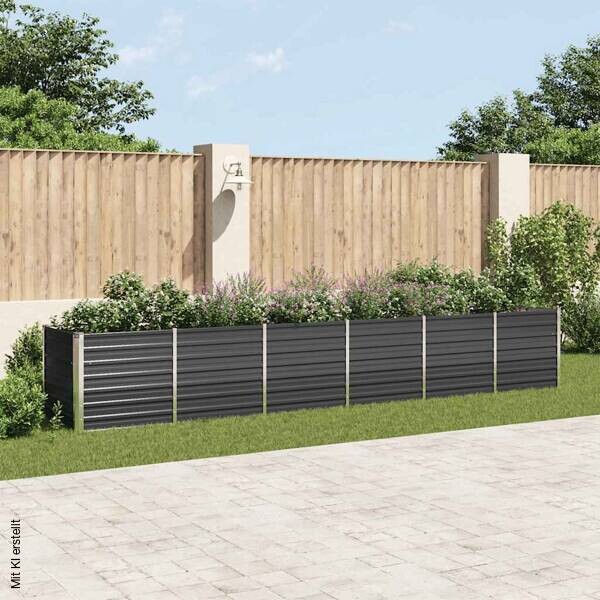 Garten-Hochbeet anthrazit Stahl B/H/L: ca. 80x77x480 cm