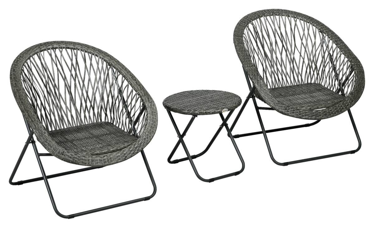 Outsunny Bistro-Set grau Kunststoff B/H/L: ca. 77x 78x 76 cm