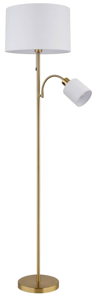 GLOBO Stehleuchte weiß messing Metall Leinen H/D: ca. 165x38 cm E27 2 Brennstellen