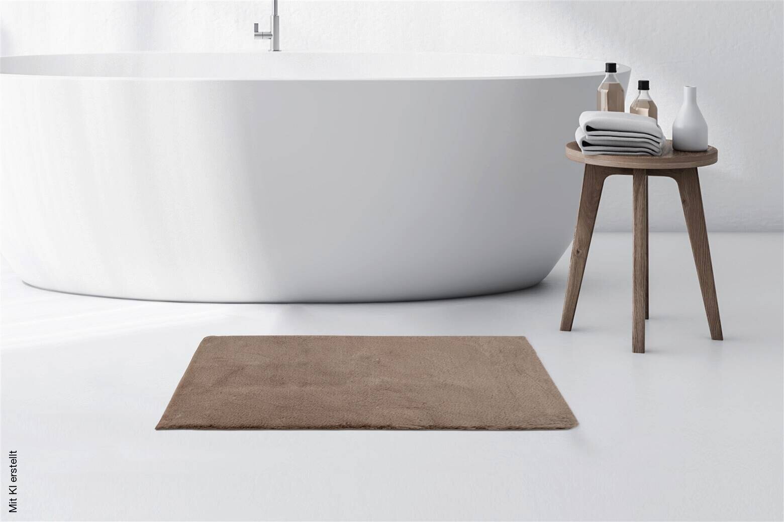 Kayoom Kurzflorteppich Badematte Rabbit Light 225 sand B/H/L: ca. 50x2,4x90 cm