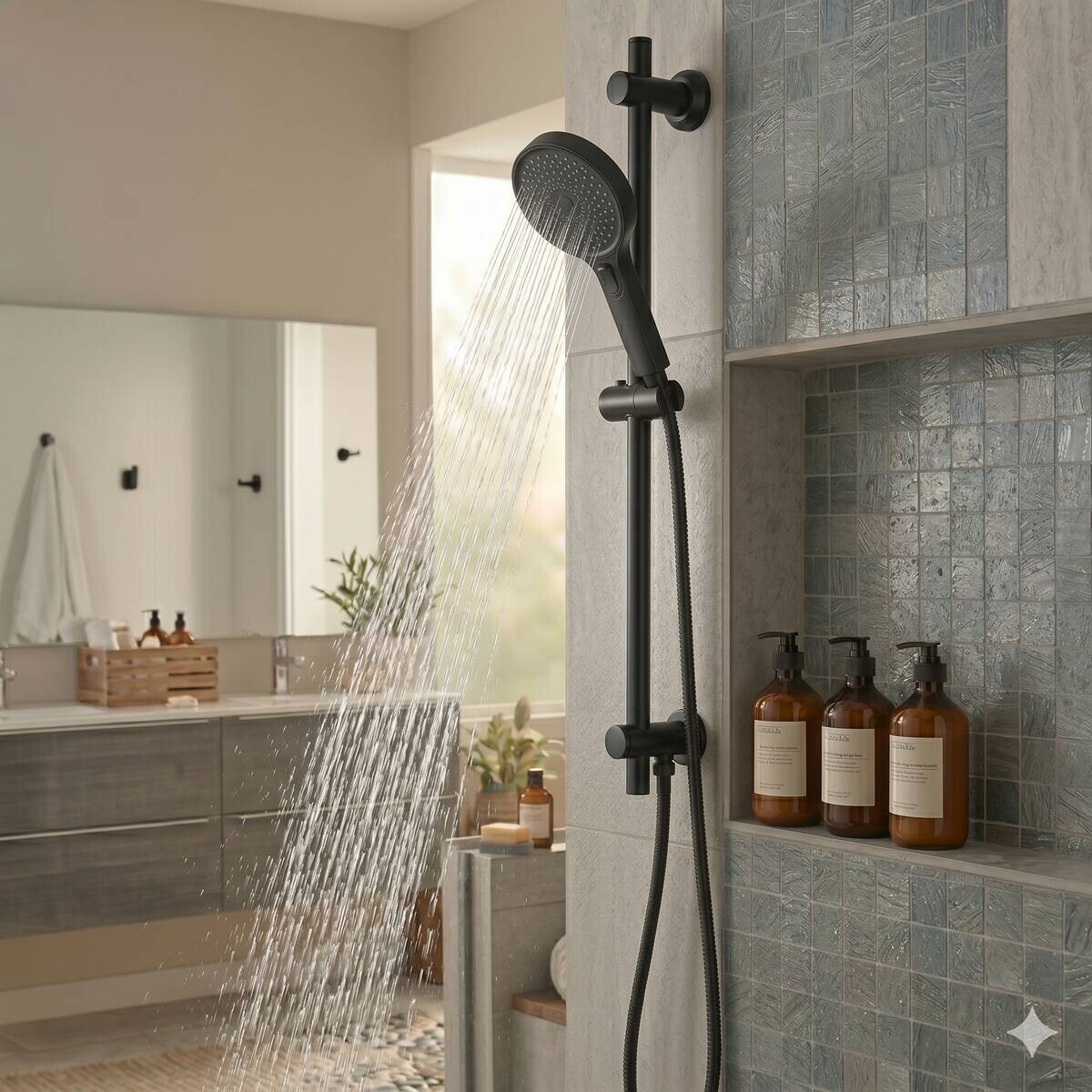 POCOline Brausegarnitur Paris mattschwarz L/D: ca. 70x12 cm