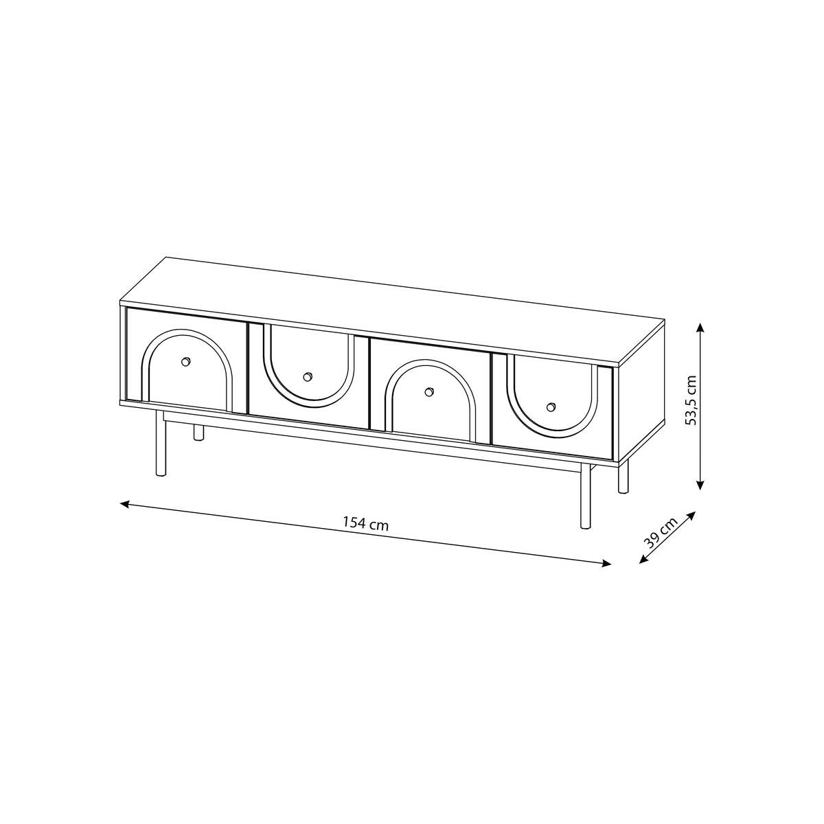 Lowboard MAZOMA Eiche Kaschmirgrau Nachbildung gold Optik B/H/T: ca. 154x53,5x39 cm