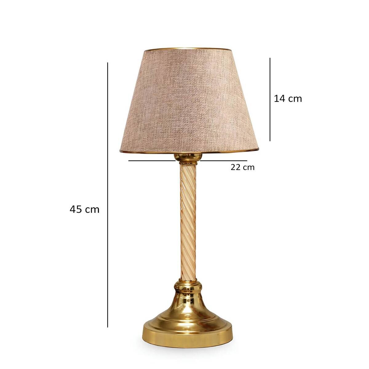 Opviq Tischleuchte gold beige Stoff Kunststoff B/H/L: ca. 22x45x22 cm E27 1 Brennstellen