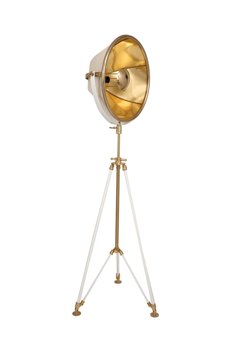 Kayoom Stehlampe weiß beige gold Stahl Aluminium Baumwolle B/H/L: ca. 57x159,5x53 cm E27 1 Brennstellen