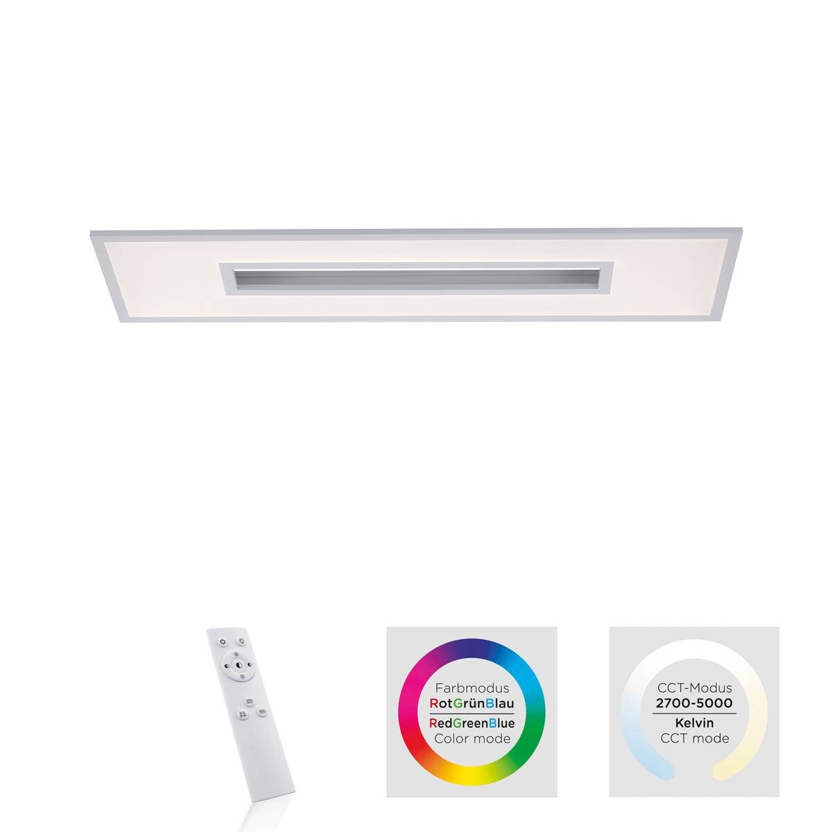 Just Light LED-Deckenleuchte RECESS 11647-16 weiß grau Kunststoff Metall B/H/T: ca. 30x5x100 cm 1 Brennstellen
