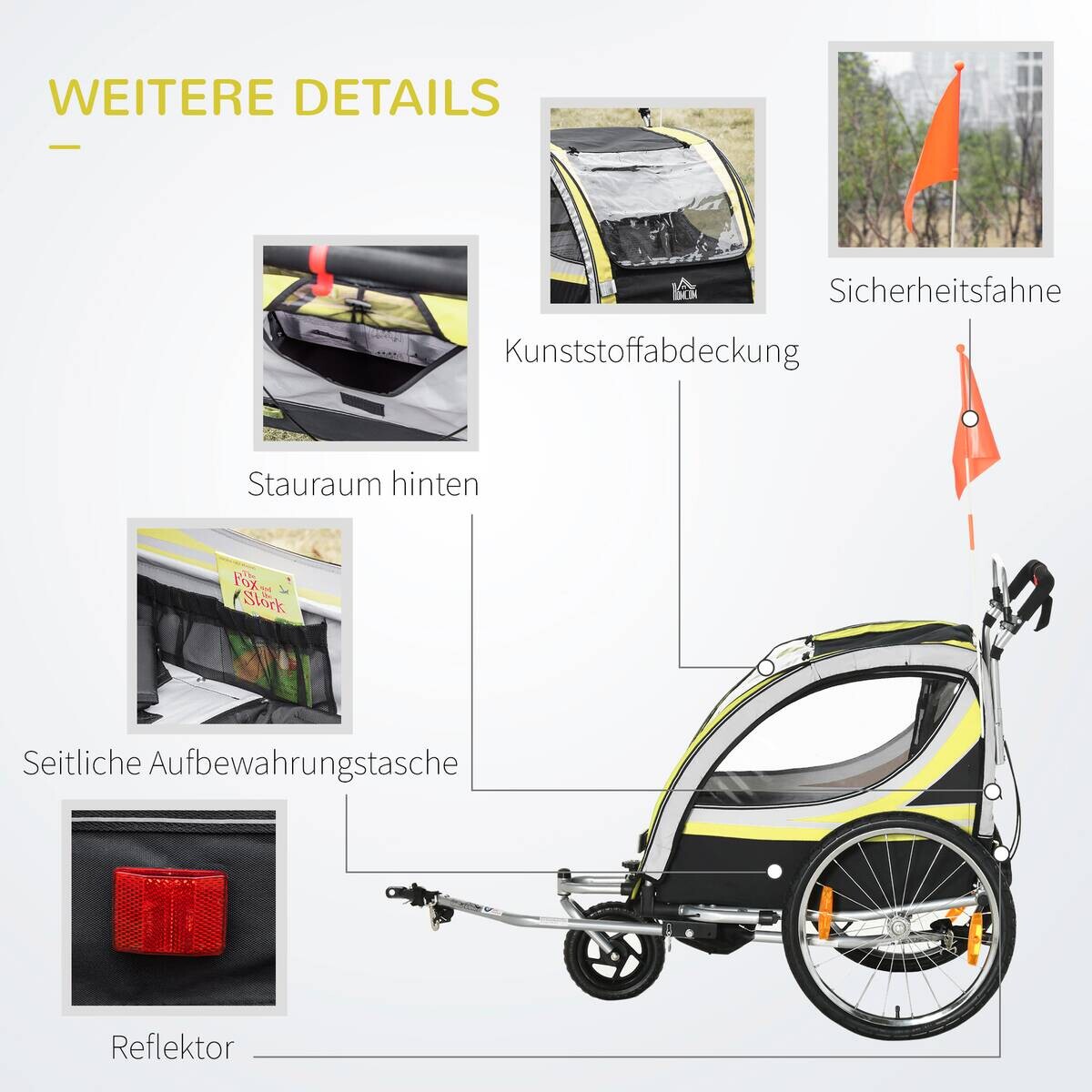 HOMCOM Fahrrad-Zubehör gelb gelb B/H/L: ca. 75x142x101 cm