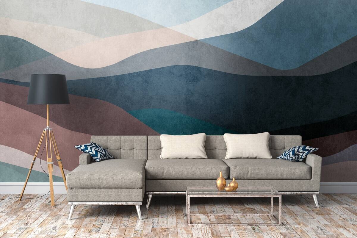 Livingwalls Fototapete Berge weiß blau braun B/L: ca. 280x371 cm