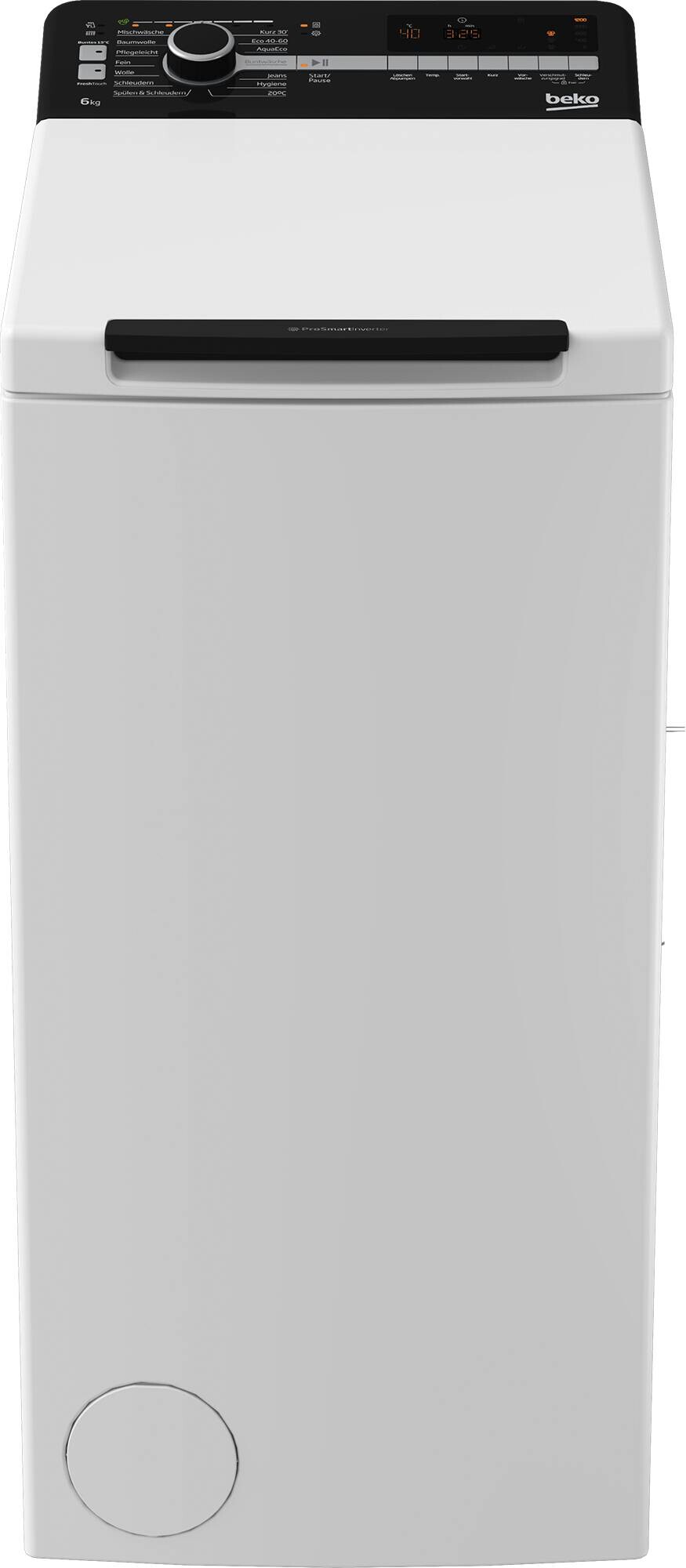 Beko Toplader-Waschmaschine BTL1WFP10622DE EEK: B Spektrum: A bis G 6kg weiß B/H/T: ca. 40x90x60 cm