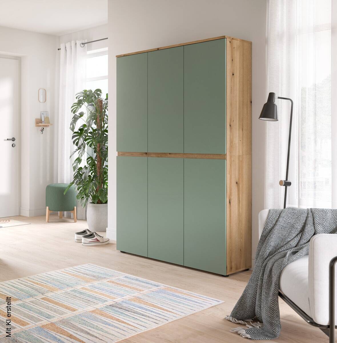 Schrank SCARPA Evoke Oak Nachbildung grün B/H/T: ca. 105x175x37 cm