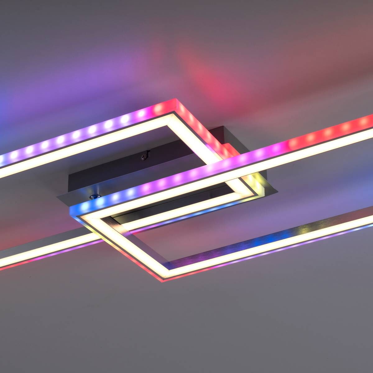 Just Light LED-Deckenleuchte FELIX60 14635-55 stahlfarbig weiß Kunststoff Stahl B/H/T: ca. 121x6,4x72 cm 2 Brennstellen