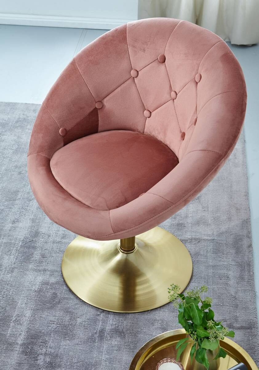 Wohnling Sessel rosa gold Samt Eisen B/H/T: ca. 67x80x62 cm
