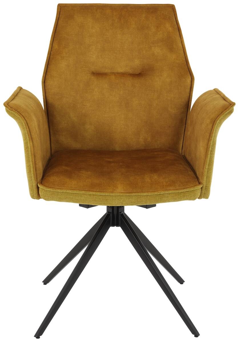 Armlehnstuhl 4er Set SUSANNE gold Vintage schwarz Webstoff Microfaser Metall B/H/T: ca. 65x92x64 cm