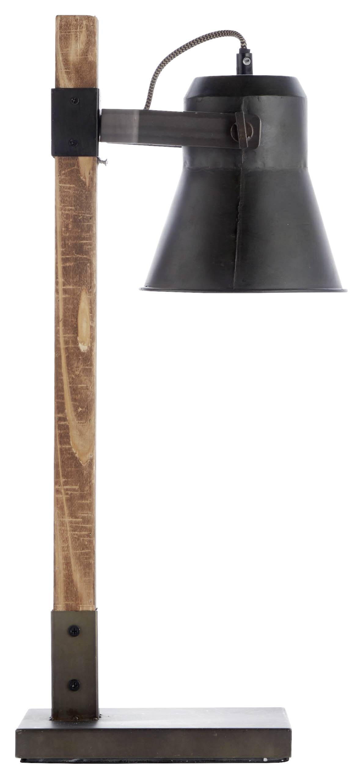 Brilliant Tischleuchte Plow schwarz braun Metall Holz B/H/T: ca. 29x55x16 cm E27 1 Brennstellen