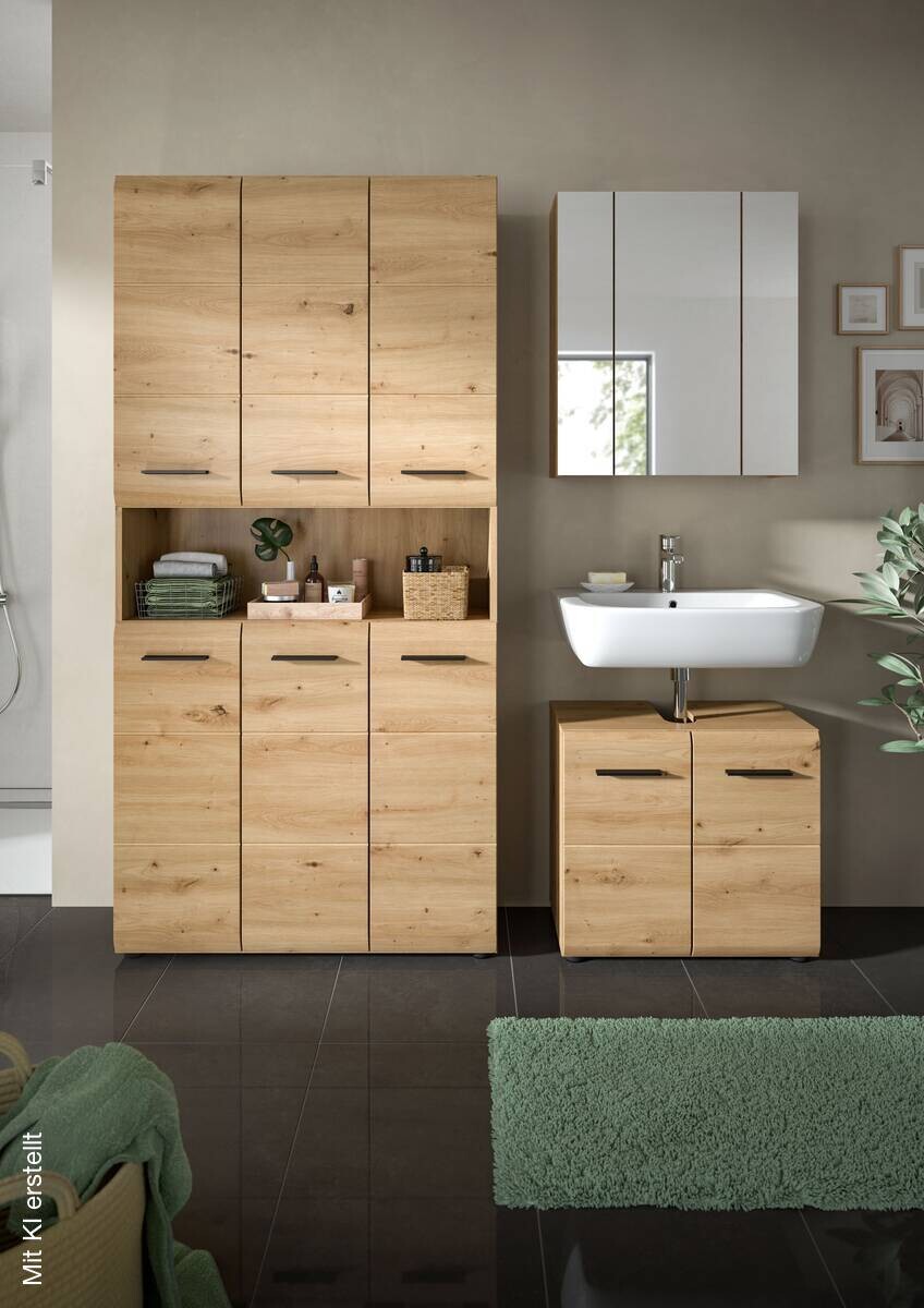 Badezimmer-Set Ice Artisan Oak Nachbildung B/H/T: ca. 165x185x46 cm