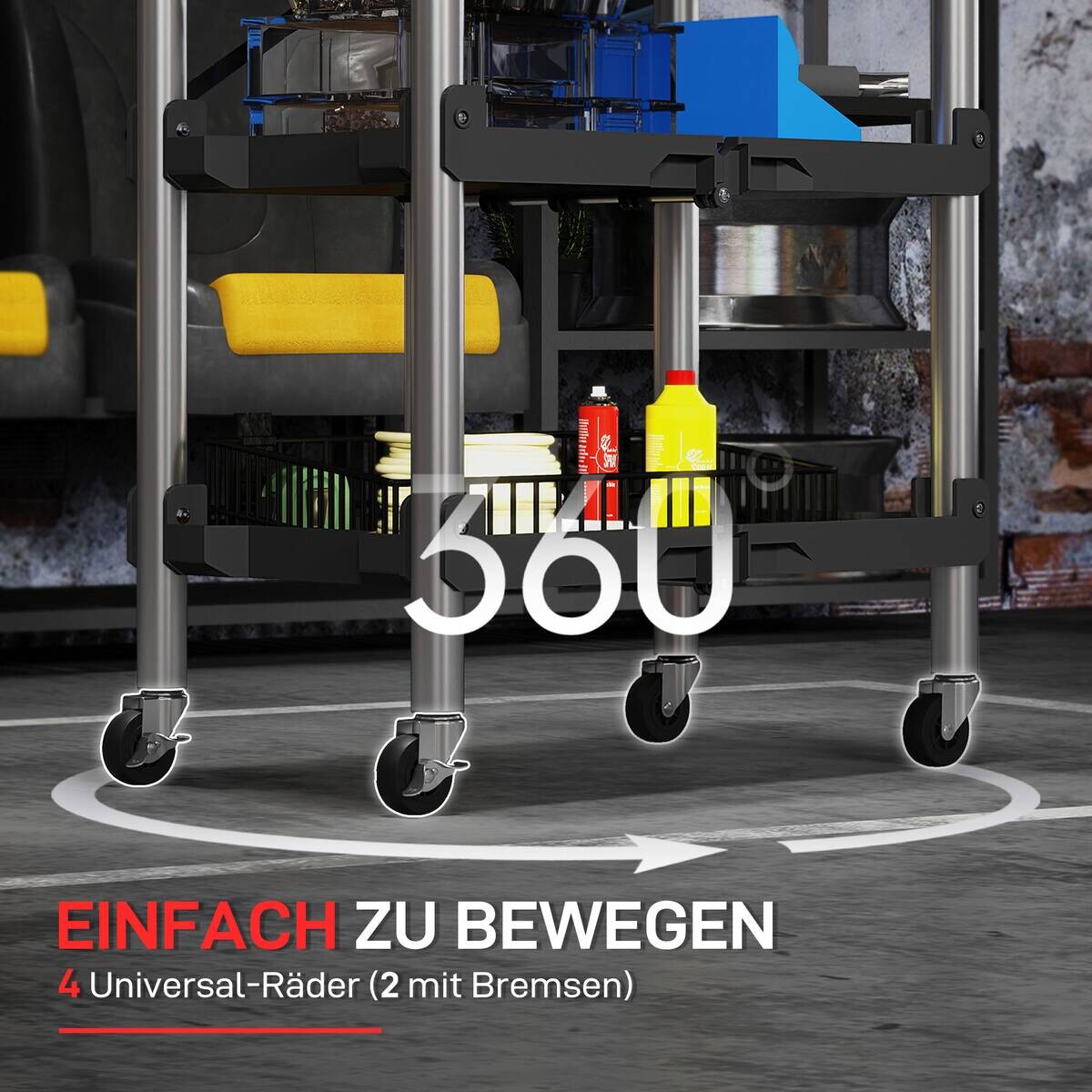 Werkstattwagen schwarz B/H/L: ca. 37x84x64 cm