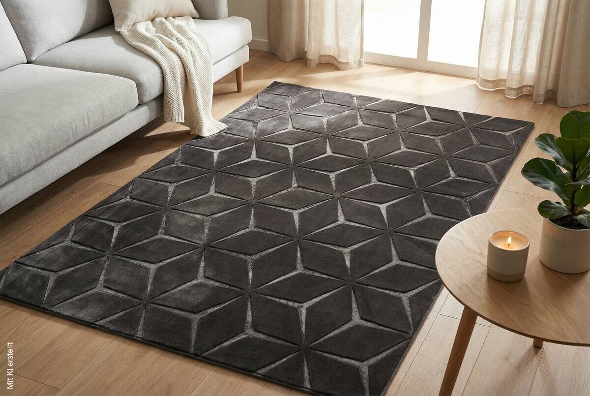Kayoom Teppich Calma 225 anthrazit B/L: ca. 200x290 cm