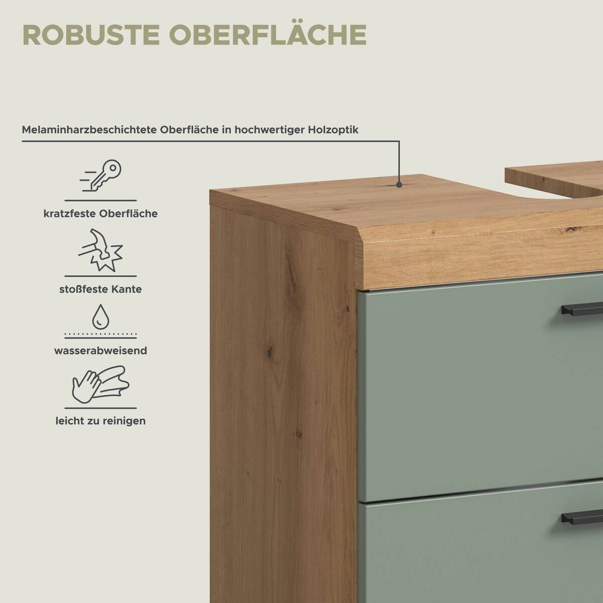 Badezimmer-Set Scout Eiche Artisan Nachbildung salbei Nachbildung B/H/T: ca. 112x191x37 cm