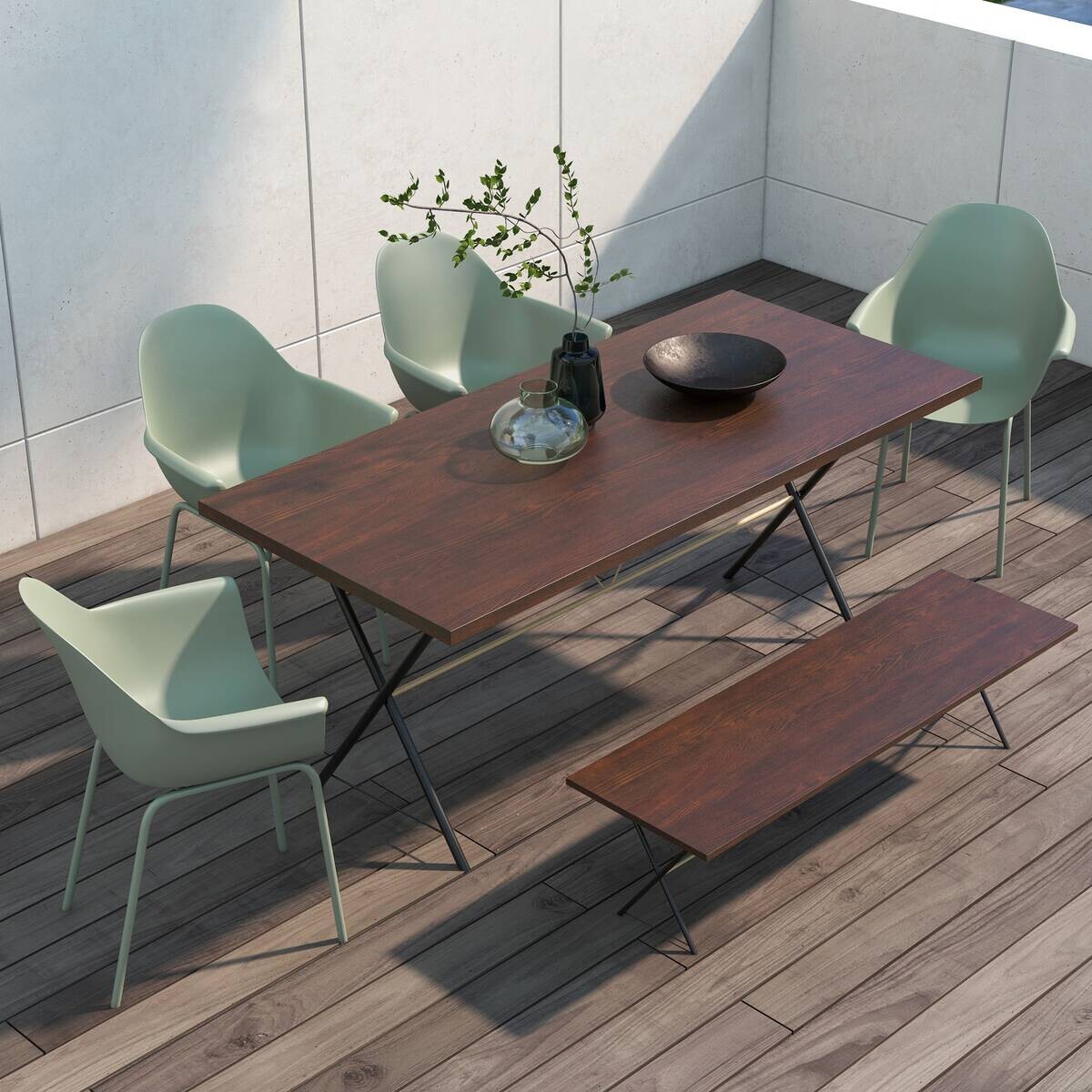 Outsunny Bistro-Set grün Kunststoff B/H/L: ca. 55x84x59 cm