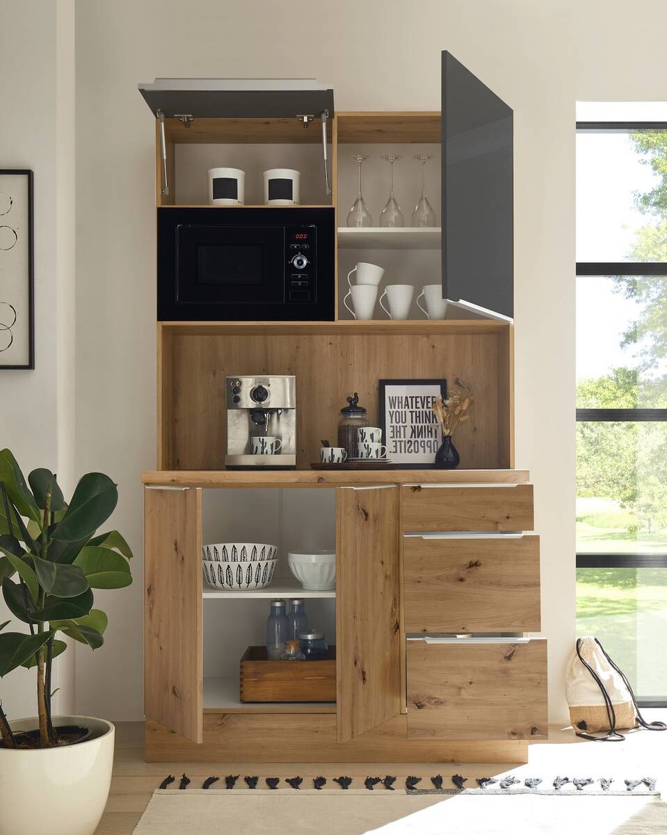 Respekta Küchenbuffet Marleen grau matt B/H/T: ca. 120x211x60 cm