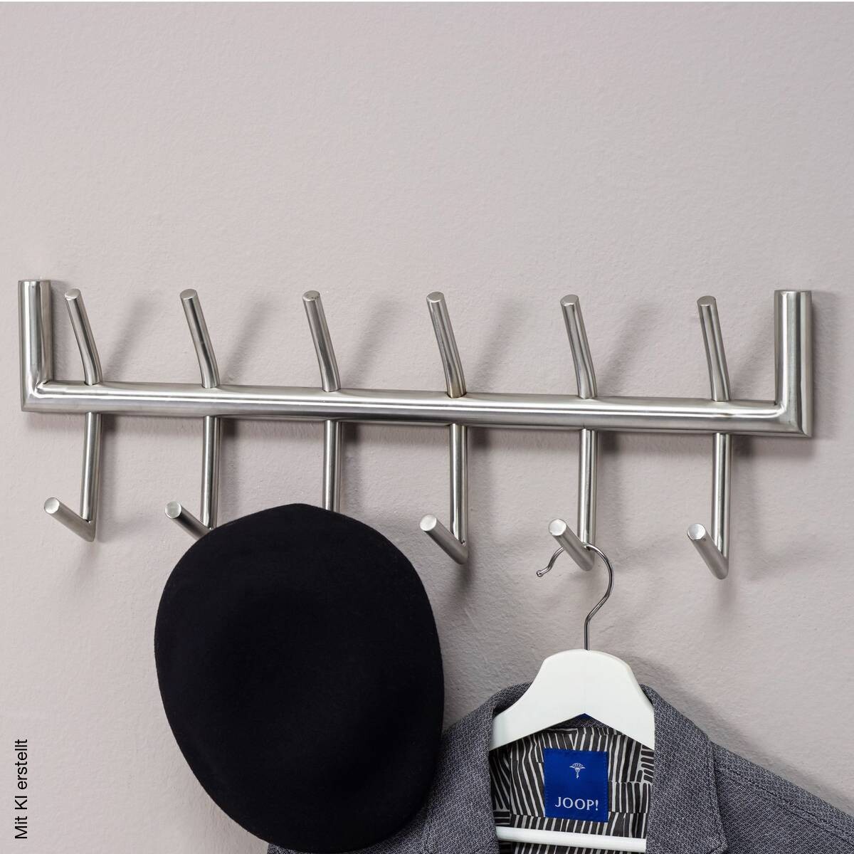 Garderobe Stahl poliert B/H/T: ca. 60x19x10 cm