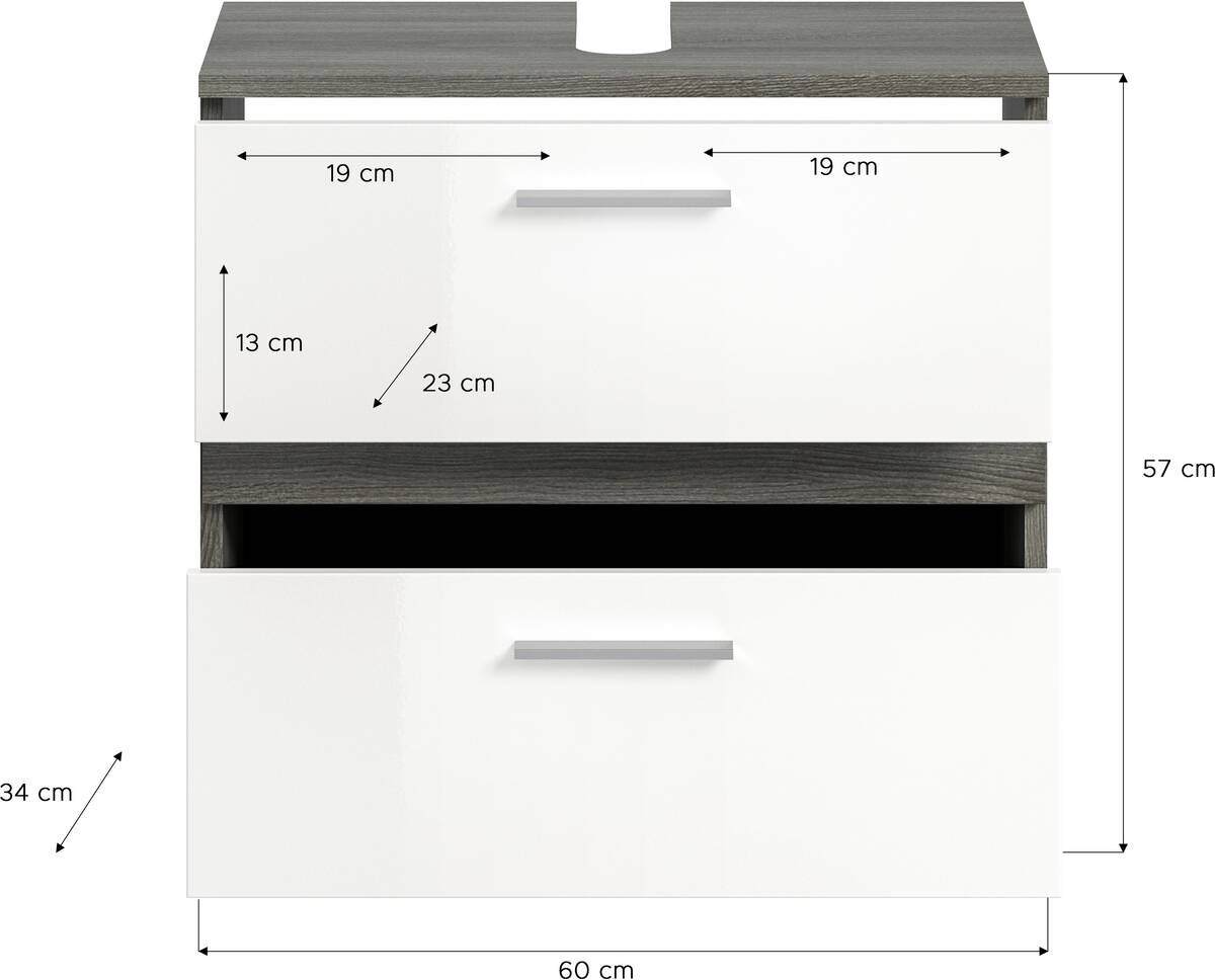 Badezimmer-Set BLAKE Rauchsilber Nachbildung weiß Hochglanz B/H/T: ca. 60x191x34 cm