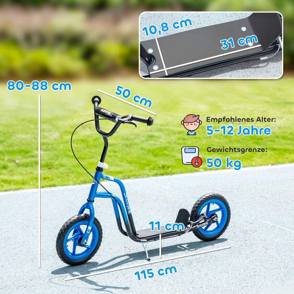 AIYAPLAY Kinder Kickscooter blau B/H/L: ca. 50x88x115 cm