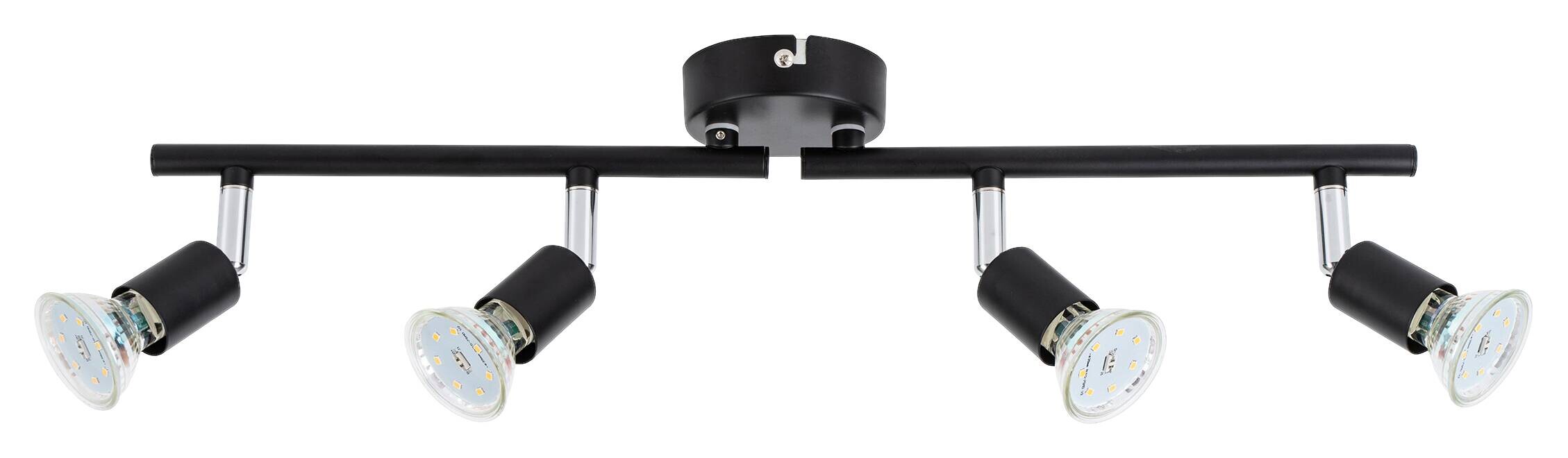 POCOline Spotbalken Boris schwarz B/H/L: ca. 50x8x10 cm 4 Brennstellen