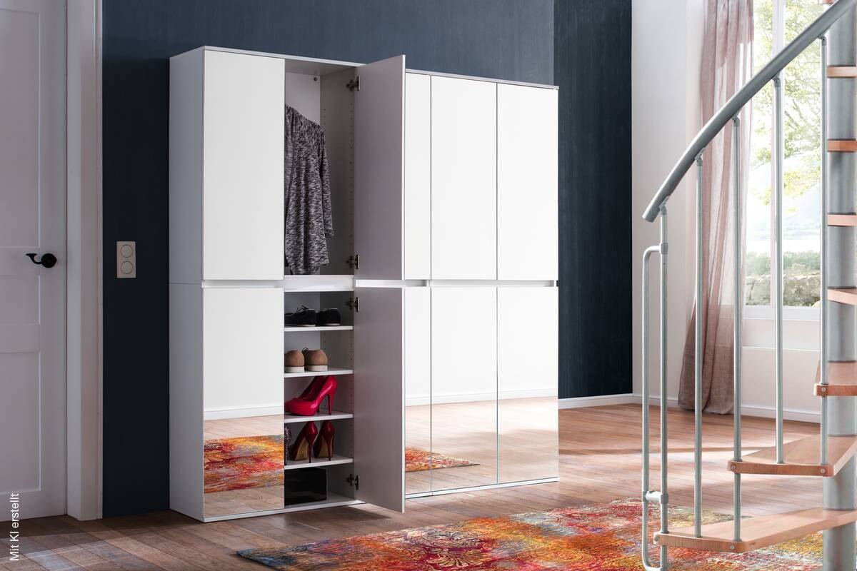 Garderobenschrank Mirror weiß B/H/T: ca. 185x191x34 cm