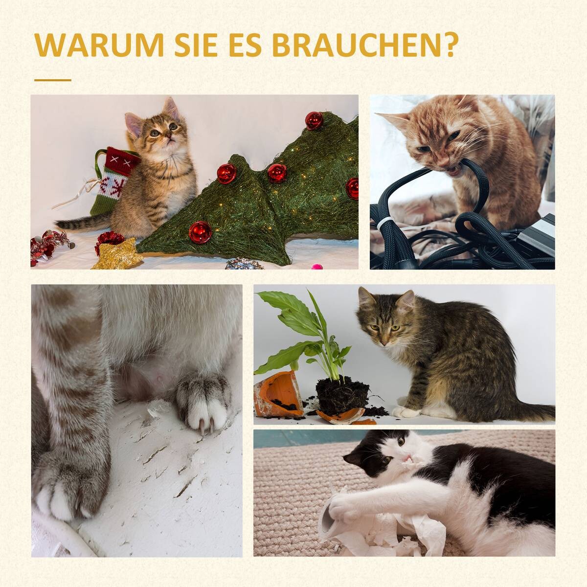 PawHut Kratzbaum beige Polyester B/H/L: ca. 40x131x69 cm