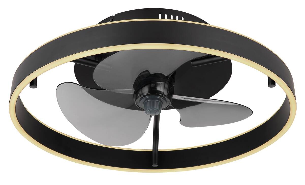 GLOBO Deckenventilator schwarz Opal Rauch H/D: ca. 14,5x50 cm max. 40 W