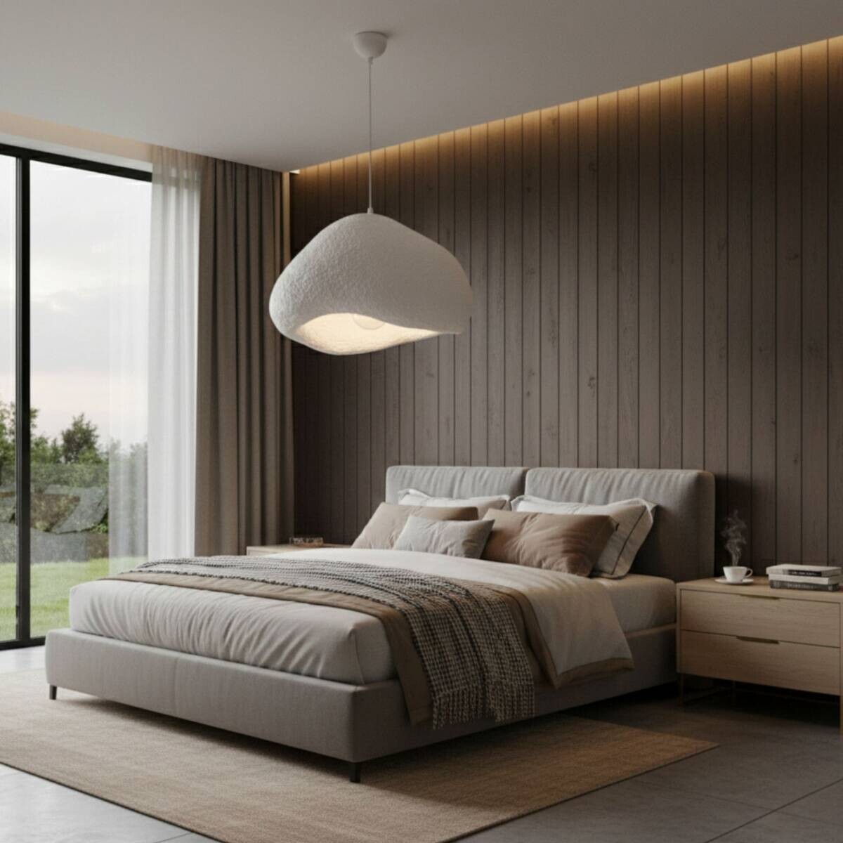 Opviq Pendelleuchte weiß Metall Fiberglas B/T/L: ca. 50x46x50 cm E27 1 Brennstellen