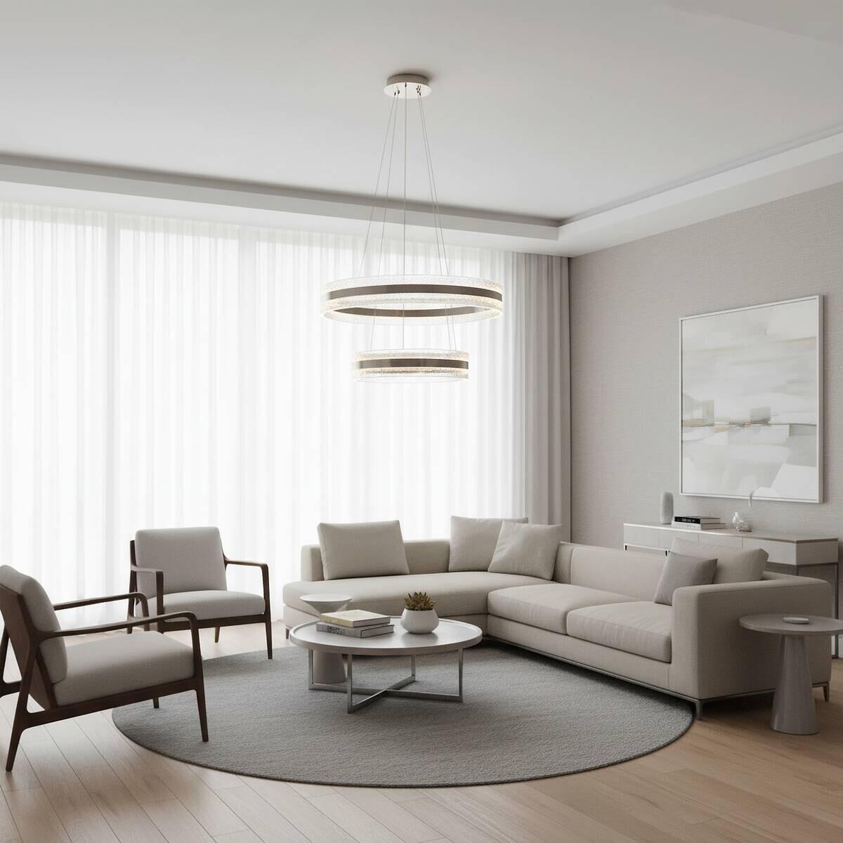 POCOline LED-Pendelleuchte Eleni nickel Acryl Alu H/D: ca. 120x60 cm