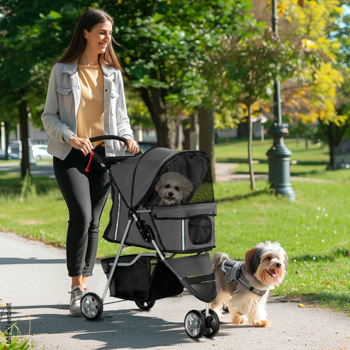PawHut Hundewagen dunkelgrau Stahl B/H/L: ca. 45x97x75 cm